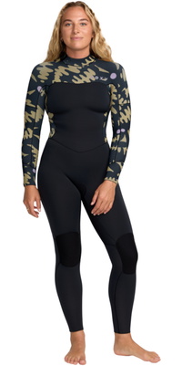 2025 Roxy Womens Swell Natural 4/3mm Back Zip Wetsuit 26BW213512 - Black Floral